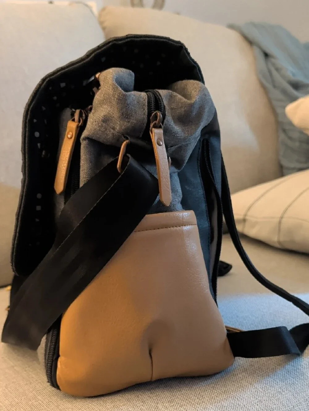 Petunia Pickle Bottom Black, Gray & Tan Messenger Backpack